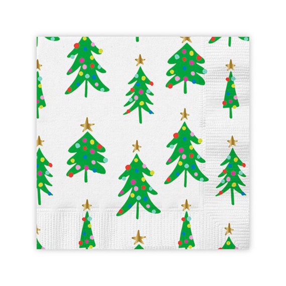 Christmas Tree Napkins Holiday Napkins Red And Green Christmas Decor Christmas Cocktail Party Cocktail Napkins Set Of 24 Small Napkins By Confetti Party Company Catch My Party