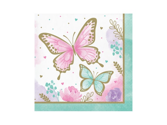 Pastel Butterfly Paper Napkins 16ct, Large Floral Butterfly Napkin, Butterfly Birthday Party, Garden Tea Party, Fairy Birthday Decorations Il_570xn