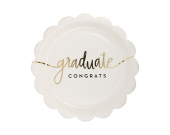 Congrats Grad Graduation Plates 8ct, Grad Party Plates, Cap & Tassel Decor, Class of 2024, College Graduation, High School Grad Party Decor