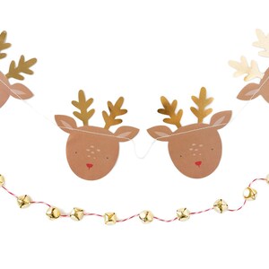 Reindeer Garland, Jingle Bell Garland, Reindeer Banner, Christmas Banner, Reindeer Birthday, Christmas Mantel Garland, Christmas Photo Prop