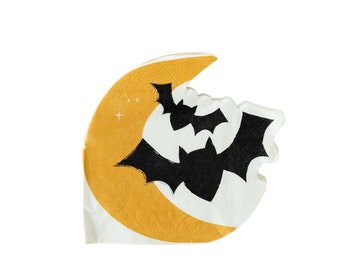 Moon and Bat Dessert Napkins 24ct, Spooky Halloween Beverage Napkins, Haunted House Party, Witch Party Decor, Spooktacular Party