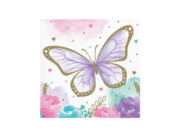 Pastel Butterfly Cocktail Napkins 16ct, Small Floral Butterfly Napkins, Butterfly Birthday, Fairy Garden Party, Butterfly Baby Shower Il_570xn
