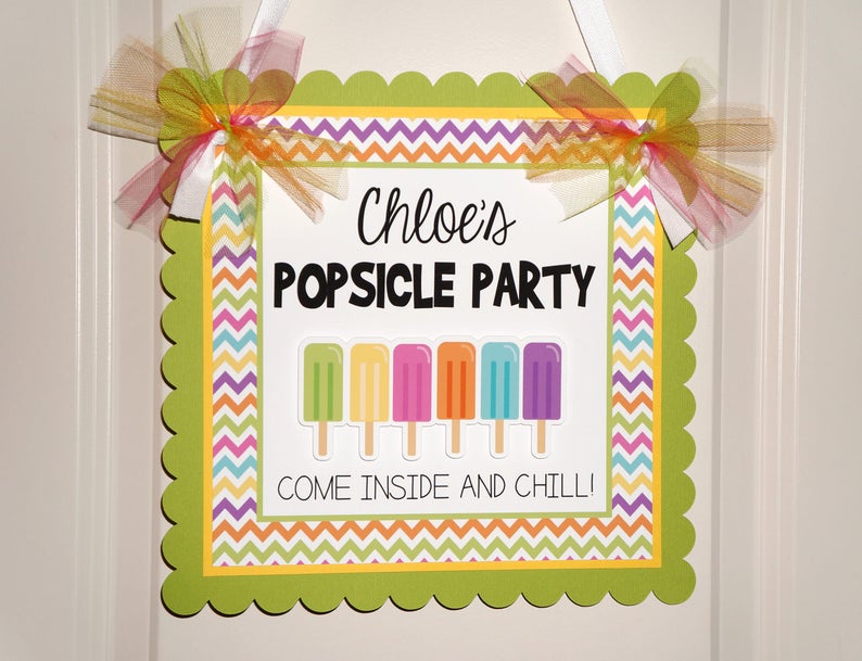 Pool Party Door Sign Chevron Welcome Sign Swimming Party Popsicle Party Welcome Sign Popsicle Birthday Sign Popsicle Door Sign