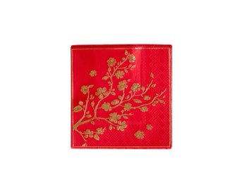 Gold Foil Floral Chinese New Year Cocktail Napkins 32ct, Lunar New Year Napkins, Chinese Napkins, Chinese Birthday, Chinese Tea Ceremony