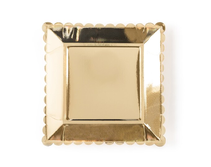 Gold Paper Plates, Scalloped Plates, Gold Tableware, Disposable Party