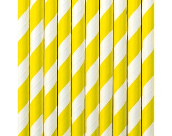 Yellow Straws 10ct, Yellow Striped Paper Straws, Drinking Straws, Cake Pop Sticks, Daisy Birthday Party, Bee Birthday Party, Sunshine Party