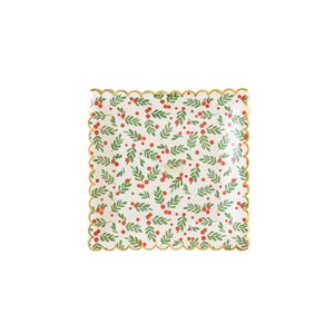 Christmas Holly & Berry Plates 8ct, Christmas Paper Plates, Christmas Dinner Plates, Decorative Christmas Plate, Disposable Christmas Plates