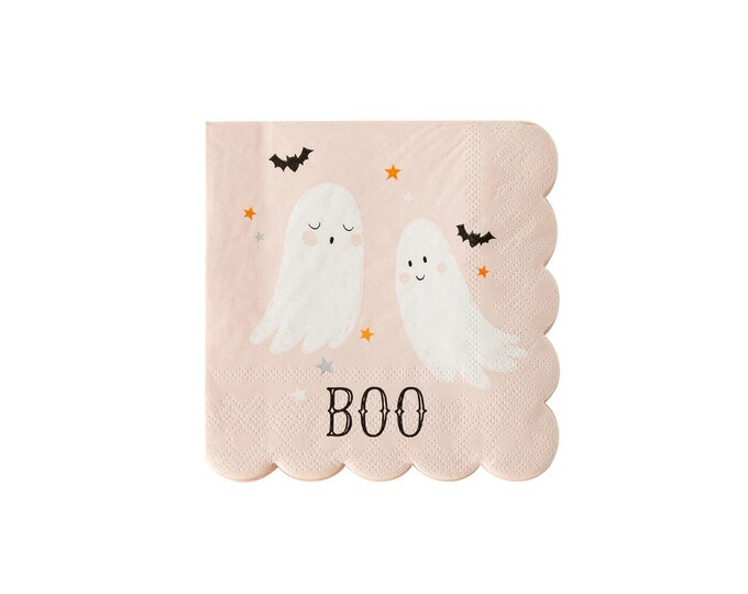 Pink Halloween Ghost Napkins, Halloween Beverage Napkins, Spooktacular Party, Boo Bash, Two