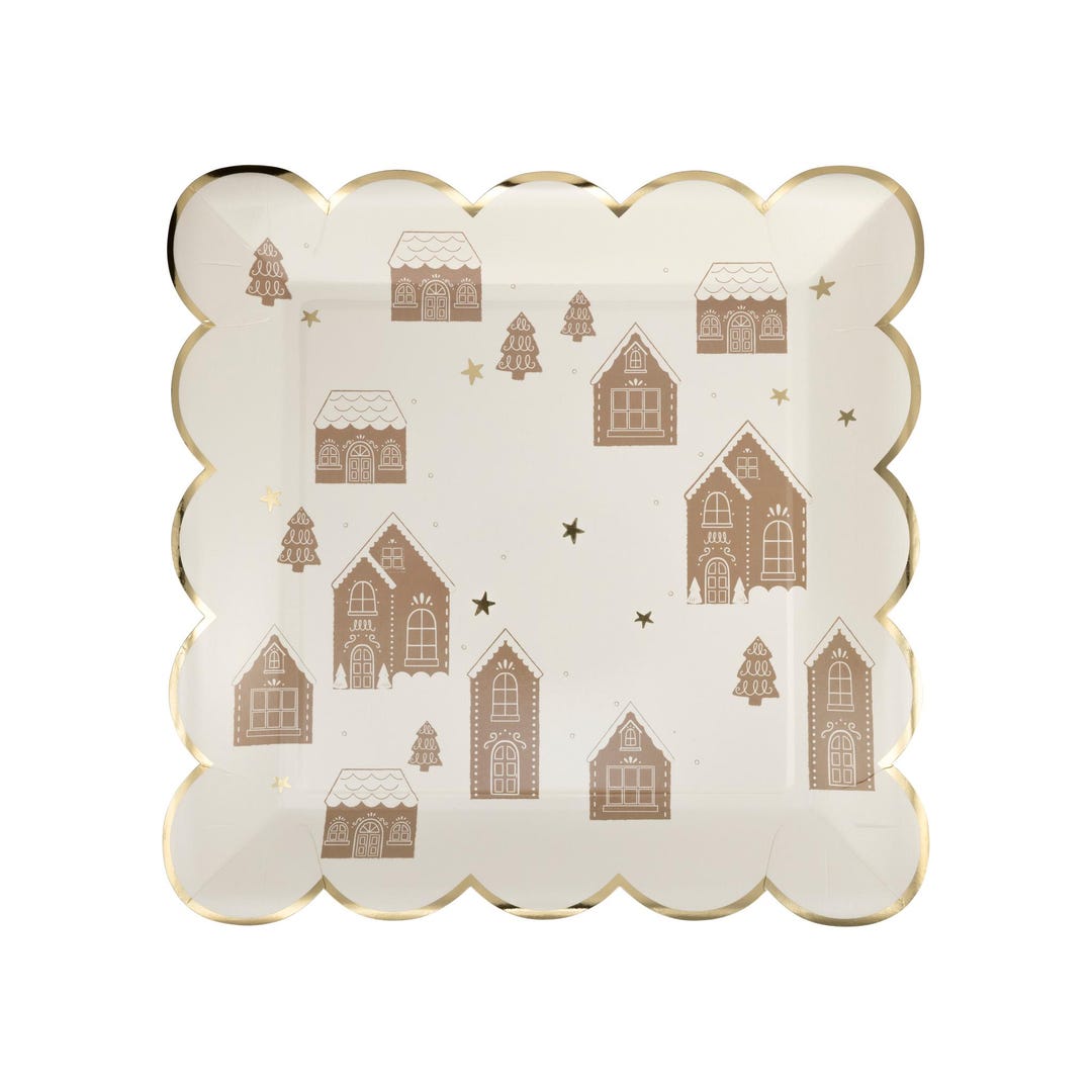 Gingerbread House Scallop Plates 8ct, Christmas Gingerbread Plates ...