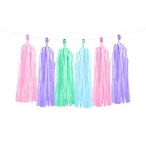 Pastel Tassel Garland Kit 12ct, DIY Tissue Paper Tassel, Pastel Party Decorations, Mermaid Birthday Party, Unicorn Party, Pastel Baby Shower