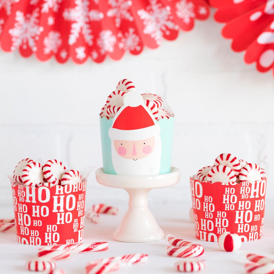 Santa Christmas Baking Cups Santa Claus Tableware Holiday Etsy