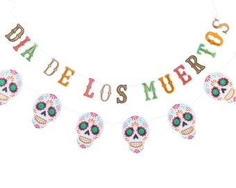 Dia de los Muertos Banner Set, Day of the Dead Banner, Halloween Banner, Sugar Skull Banner, Day of the Dead Party Decor, Mexican Holiday