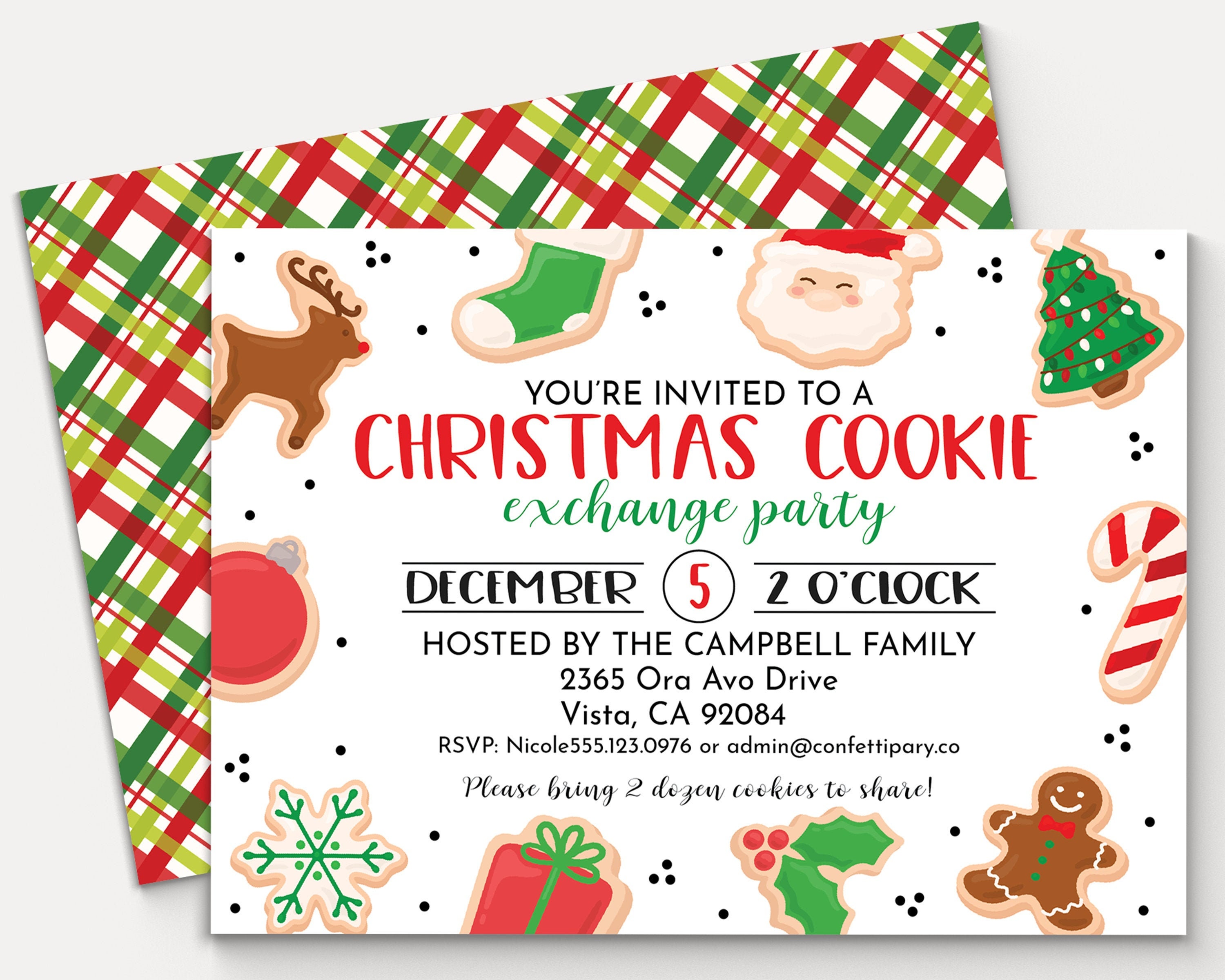 Christmas Cookie Exchange Invitation Holiday Cookie Swap Etsy