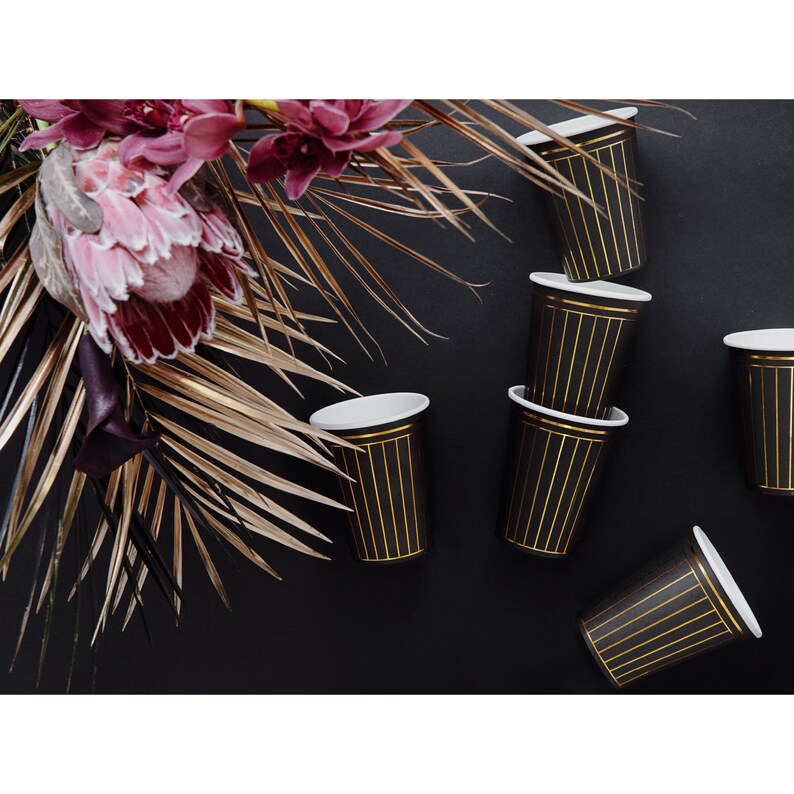 Black and Gold Paper Cups 6ct New Year's Eve Party Cups - Etsy