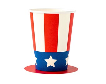 DIY Uncle Sam Hat  Paper Cups 8ct, 4th of July Party Cups, Patriotic Cups, Kids 4th of July party, July 4th Birthday, Red White and Two