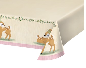 Baby Deer Tablecloth, Deer Table Cover, Deer Party Decorations, Oh Deer Baby Shower Party Supplies, Little Deer Tableware, Paper Tablecloth