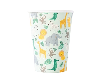 Safari Party Cups 8ct, Safari Animal Paper Cups, Jungle Party Cups, Jungle Safari Birthday, Safari Baby Shower, Zoo Animal Party, Wild One