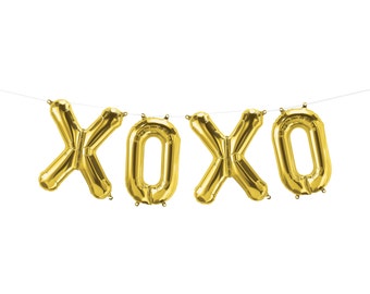 XOXO Balloon Banner, Valentine's Day Balloons, Gold Bridal Shower Party Decor, Galentines Party, Engagement Photo Backdrop