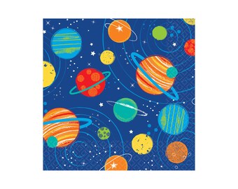 Space Party Napkins, Galaxy Party Napkins, Space Napkins, Outer Space Baby Shower, Space Tableware, Planet Party Décor, 16 Beverage Napkins