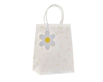 Daisy Party Favor Bags 5ct, Daisy Gift Bags, Daisy Birthday Goody Bag, Floral Baby Shower, Spring Bridal Shower, Garden Theme, Two Groovy