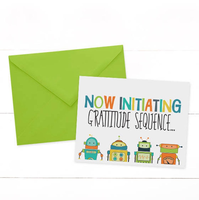 set of 12 Robot Thank You Cards
