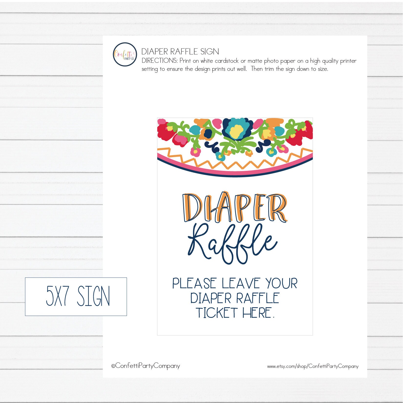 Fiesta Diaper Raffle Tickets Sign Mexican Fiesta Baby Shower | Etsy