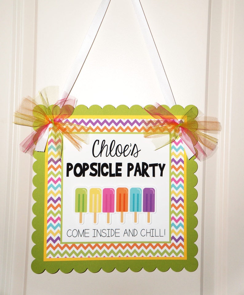 Pool Party Door Sign Chevron Welcome Sign Swimming Party Popsicle Party Welcome Sign Popsicle Birthday Sign Popsicle Door Sign
