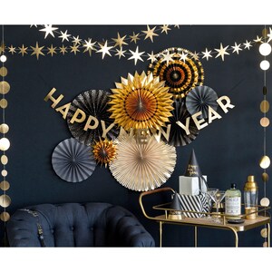 Black Plates with Gold Stars, Black and Gold Paper Plates, Star Paper Plates, Space Party Plates, 2021 New Years Eve Decorations image 8