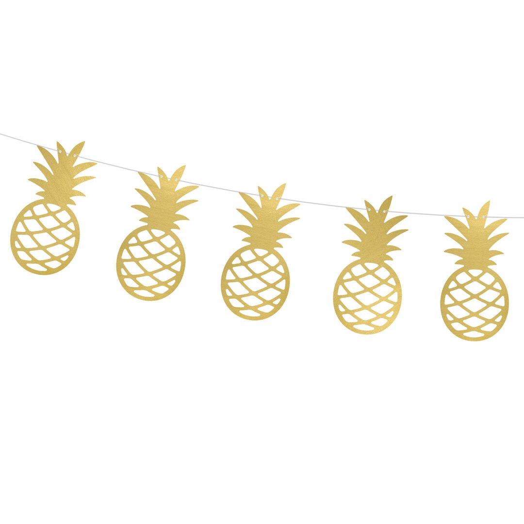 Gold Pineapple Garland, Pineapple Banner, Tropical Party Banner