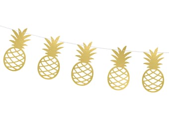 Gold Pineapple Garland, Pineapple Banner, Tropical Party Banner, Pineapple Birthday Decor, Tropical Baby Shower, Summer Luau Bridal Shower