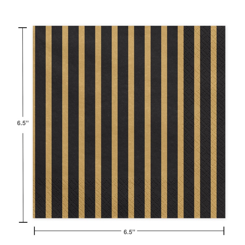 Black and Gold Paper Napkins Striped Party Napkins New Etsy