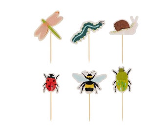 Bug Cupcake Toppers 12ct, Insect Cake Topper, Bug Birthday Party, Bug Hunt Party, Insect Party Decor, Backyard Birthday, Bugging Out Party