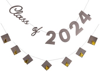 Class of 2024 Banner Set, 2024 Graduation Banner, Graduation Party Decor, High School Graduation, College Graduation, Tassle Worth Hassle