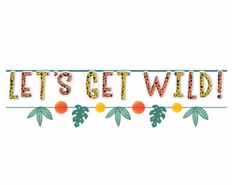 Jungle Safari Banner, Lets Get Wild Banner, Safari Birthday Banner, Wild One Party Supplies, Animal Party Decorations, Two Wild, Wild Theme