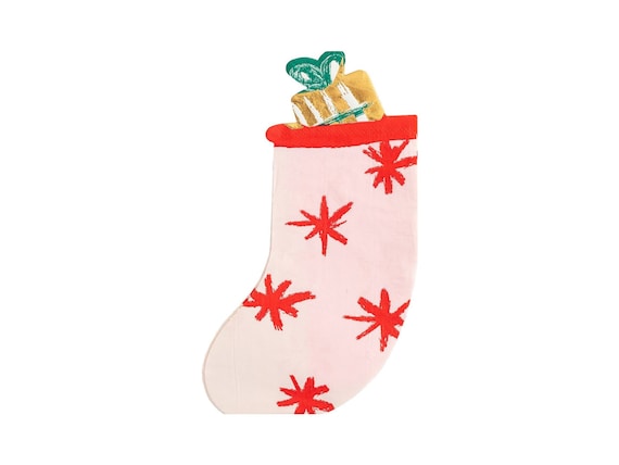 Pink Christmas Stocking Shaped Napkins 18ct, Whimsical Christmas Napkins, Holiday Napkins, Dinner Napkins, Holiday Guest Towels Disposable Il_570xn