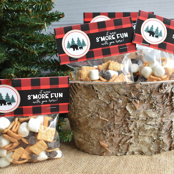 Lumberjack Bag Topper Set de 12, Buffalo Plaid Party Favors, Lumberjack Buffalo Plaid Party Decorations