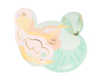 Mermaid Party Plates 8ct, Mermaid Paper Plates, Mermaid Tableware, Under the Sea Party Plates,