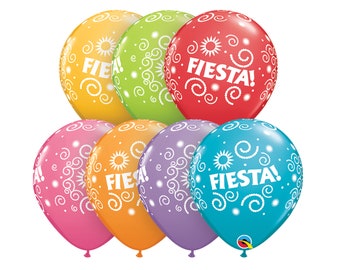 Fiesta Balloons, Cinco De  Mayo, Fiesta Shower, Fiesta Party Decorations, Fiesta Birthday, Five 11" Latex Balloons