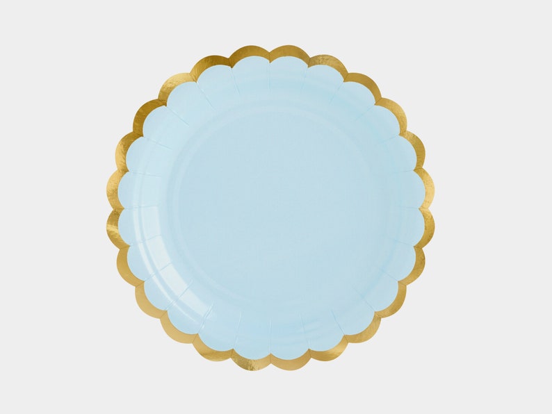 Light Blue Paper Cups 6ct Blue and Gold Disposable Cups Etsy