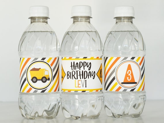 Construction Water Bottle Labels, Construction Birthday Water Bottle Wrappers, Construction Party Decorations Il_570xn
