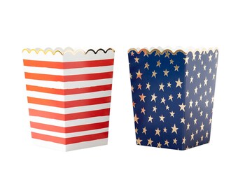 Stars & Stripes Treat Boxes 12ct, 4th of July Party Favors, July 4th Popcorn Boxes, July 4th Birthday, Little Firecracker, Red White and Two