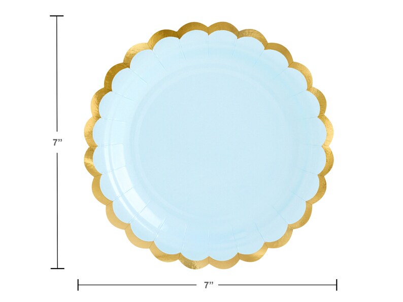 Pastel Blue Paper Plates Blue and Gold Dessert Plates Light Etsy