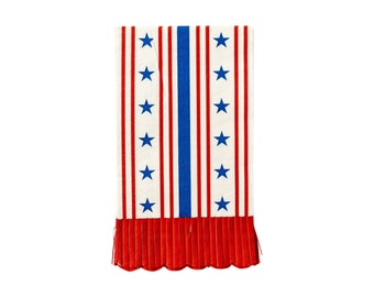 Stars & Striped Scalloped Fringe Napkins 24ct, 4th of July Dinner Napkins, Patriotic Napkins, Red White and Blue Guest Towels Disposable