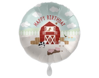 Farm Animal Happy Birthday Balloon 18in, Farm Balloons, Farm Animal Party Decor, Farm 1st Birthday Party, On the Farm Theme, Barnyard Bash