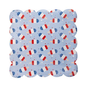 July 4th Popsicle Pattern Paper Plates 8ct, 4th of July Party Plates, July 4th Disposable Tableware, Red White & Two, July 4th Birthday