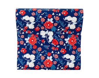 Red White and Blue Floral Table Runner Paper, 4th of July Table Cover, Patriotic Party, July Bridal Shower, Red White I Do, Red White Due
