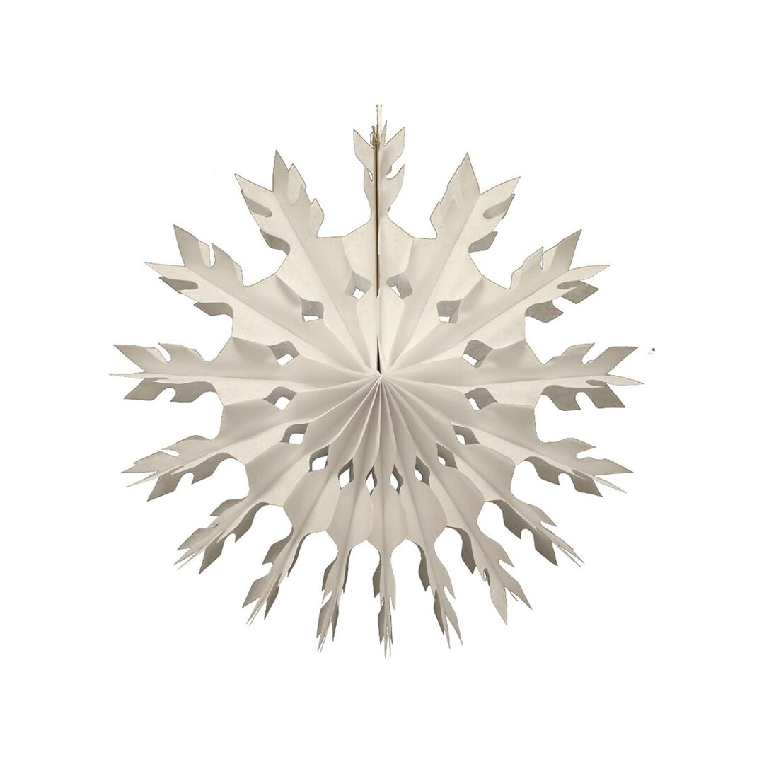 White Tissue Paper Snow Flake 15in, Hanging Snowflake Decor, Snowflake
