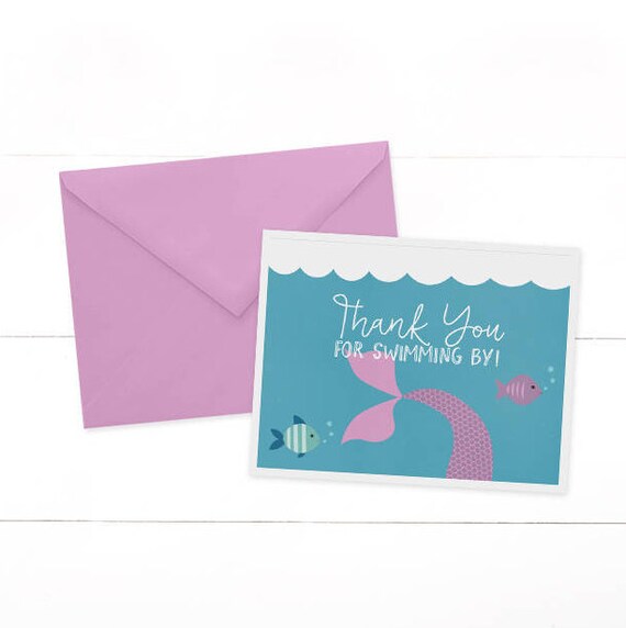Mermaid Thank You Cards, Set of 12 Il_570xn