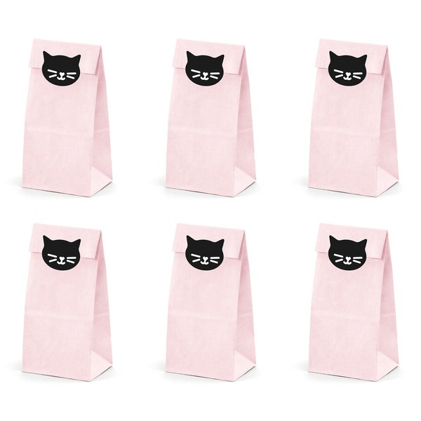 Pink Cat Favor Bag, Kitty Cat Treat Bags, Cat Party Favors, Kitty Cat Birthday Party, Cat Party Decor, Cat Party Supplies, Birthday Loot Bag