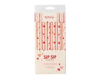 Valentine Heart Straws 12ct, Reusable Straws, You're Ex-Straw Special, Valentine Party Favors, Valentine Birthday, Classroom Valentines Gift